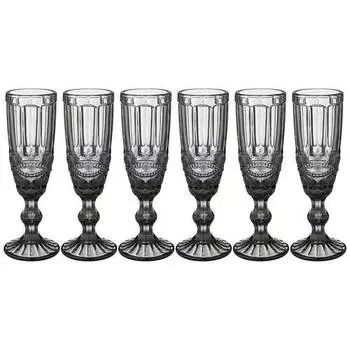 Набор бокалов для шампанского Lefard Muza Color Серпентина, 150 мл, серый, 6 шт