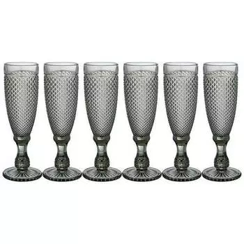 Набор бокалов для шампанского Lefard Muza Color Серпентина, 150 мл, серый, 6 шт