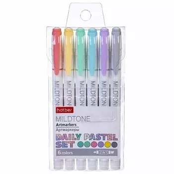 Набор двухцветных текстовыделителей Hatber "Mildtone Pastel", 6 цветов