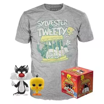 Набор фигурка + футболка Funko POP and Tee: Looney Tunes: Sylvester &amp; Tweety (XL) 46986