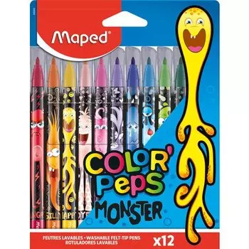Набор фломастеров смываемых Maped "Color'Peps Monster" 12 цветов