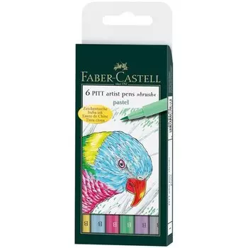 Набор капиллярных ручек Faber-Castell Pitt Artist Pen Brush Pastel, 6 шт
