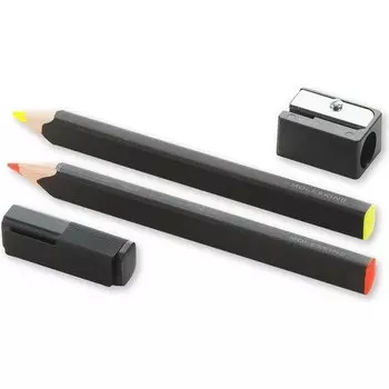 Набор карандашей флуоресцентных Moleskine Highlighter Pencil Set, 2 шт (оранжевый, желтый) + точилка