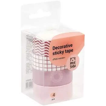 Набор клейких декоративных лент Meshu Pink Waves, 4 шт