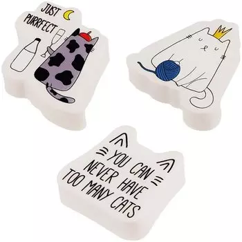 ​Набор ластиков Meshu Right Cat, фигурные, 4 х 3 х 1,3 см, 3 шт