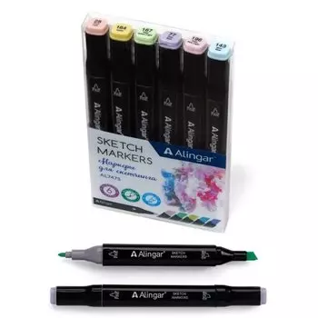 Набор маркеров для скетчинга Alingar AL7475, пастельные тона, 6 шт.