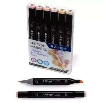Набор маркеров для скетчинга Alingar AL7477, телесные цвета, 6 шт.