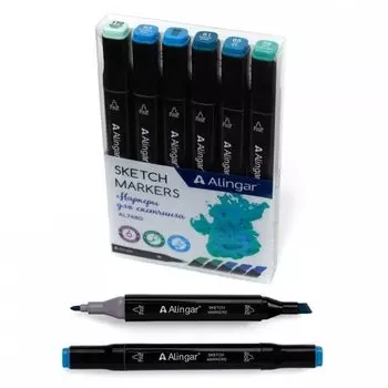 Набор маркеров для скетчинга Alingar AL7480, морские, 6 шт.