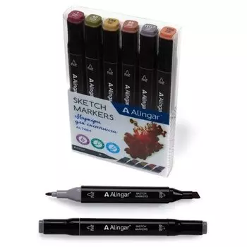 Набор маркеров для скетчинга Alingar AL7484, коричневые, 6 шт.