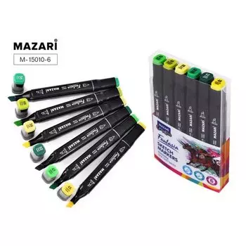 Набор маркеров для скетчинга Mazari Fantasia Green colors, 6 шт