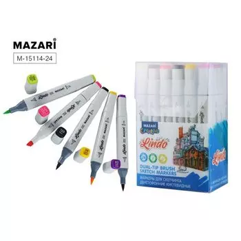 Набор маркеров для скетчинга Mazari Lindo Main colors 15114-24, 24 шт