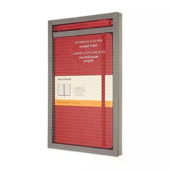 Набор Moleskine блокнот в линейку красный и ручка Go Pen Classic