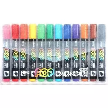 Набор перманентных маркеров "POP Color" 6 мм,12 цветов