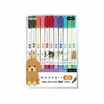 Набор ручек шариковых Javapen Собаки meong-i, 10 цветов