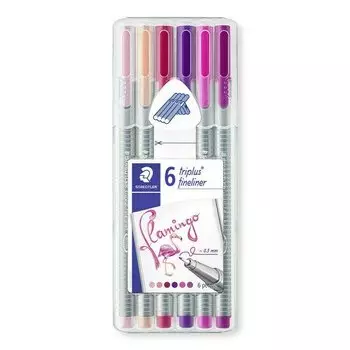 Набор ручек Staedtle Fineliner flamingo, 6 цветов