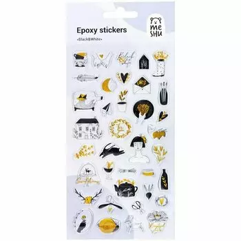 Наклейки гелевые Meshu Black&amp;White, 10 х 22 см, 36 наклеек