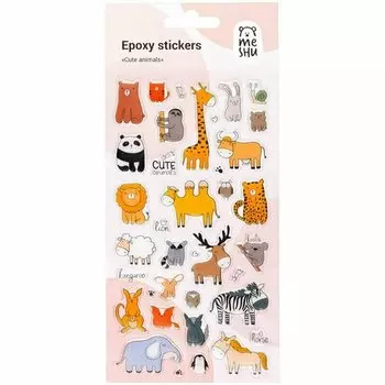 Наклейки гелевые Meshu Cute animals, 10 х 22 см, 37 наклеек