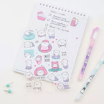 Наклейки ПВХ Meshu Sweet Bear, 10 х 21 см, 29 наклеек