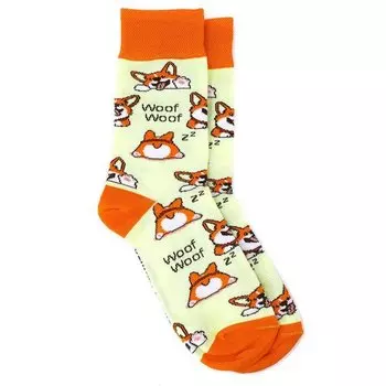 Носки Krumpy Socks WoW. Корги на бежевом, 35-40