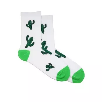 Носки Krumpy Socks Кактус, белые, 35-40