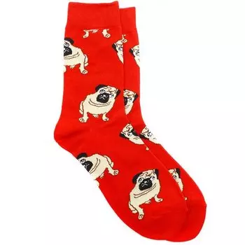 Носки Krumpy Socks Мопсы Красные, 35-40, красный