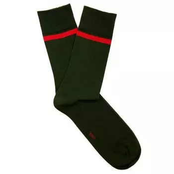 Носки Tezido, темно-зеленые с красной полоской, 41-46