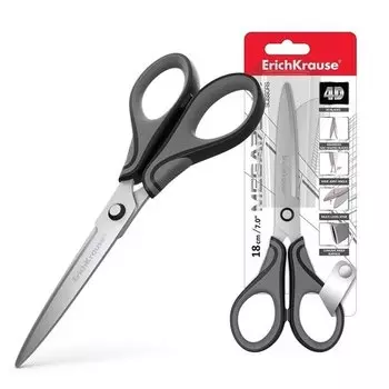 Ножницы ErichKrause Megapolis, 18 см, серо-черные
