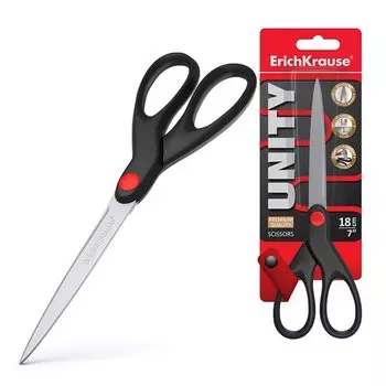 Ножницы ErichKrause Unity, 18 см, черные