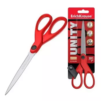 Ножницы ErichKrause Unity, 18 см, красные