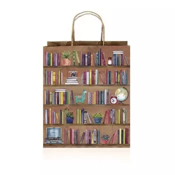Пакет подарочный Cards for you and me Книжные полки, большой