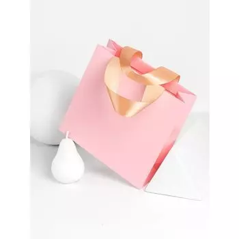 Пакет подарочный на широких ручках Symbol Coral Pink, 25 х 25 х 12 см