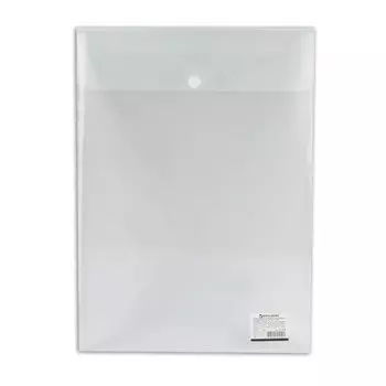 Папка-конверт с кнопкой А4, вертикальная, прозрачная