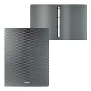 Папка пластиковая ErichKrause Diamond Original, на кольцах, 35 мм, А4, серая