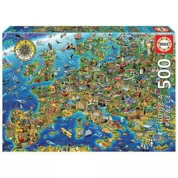 Пазл Educa Сумасшедшая карта Европы, 500 деталей