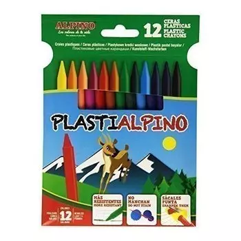 Пластиковые цветные карандаши "Plastialpino", 12 цветов