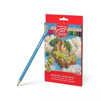 Пластиковые цветные карандаши трехгранные Artberry, 18 цветов