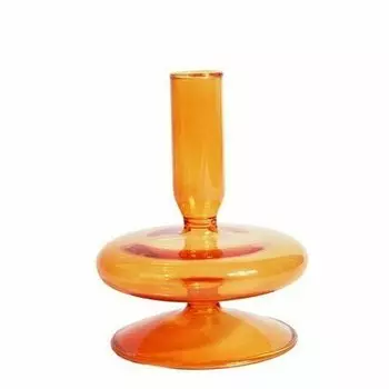 Подсвечник стеклянный, оранжевый, 11 см