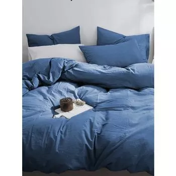 Постельное белье GoodNight Сатин Делюкс 2 сп. с евро (с нав. 50х70) синий