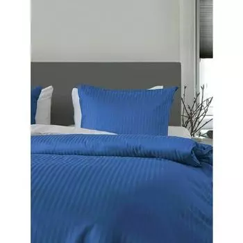 Постельное белье GoodNight Страйп-сатин евро (с нав. 50х70) синий
