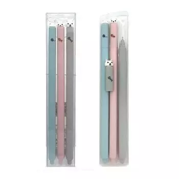 Ручки гелевые Orn CH-198 "Ушки" 0.5 мм, черные, 3 шт.