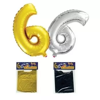 Шар фольгированный "6", 35 см, золотистый/серебристый, в ассортименте