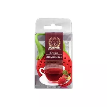 Ситечко для заваривания чая силиконовое "Клубника", 20 х 5,5 х 2 см