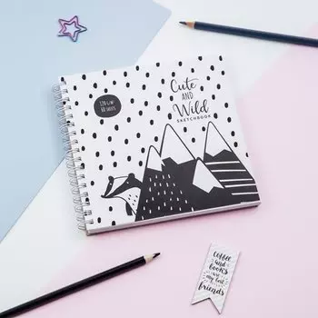 Скетчбук Meshu Black &amp; White, на гребне, 60 листов, 15 х 15 см