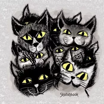 Скетчбук "Черные коты. Графика", 80 листов, 100 г/м2