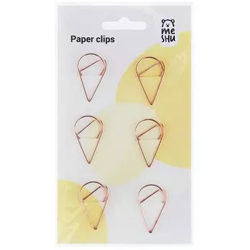 Скрепки фигурные Meshu Drops, 33 мм, 6 шт
