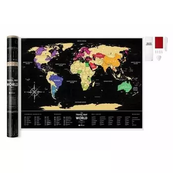 Скретч-карта мира Travel Map "Black World", 60 х 80 см