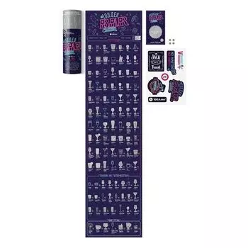 Скретч-постер #100дел "Bar edition", 60 х 15 см