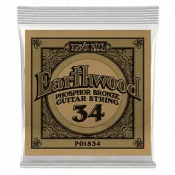 Струна одиночная для акустической гитары Ernie Ball 1834 Earthwood Phosphor Bronze 34