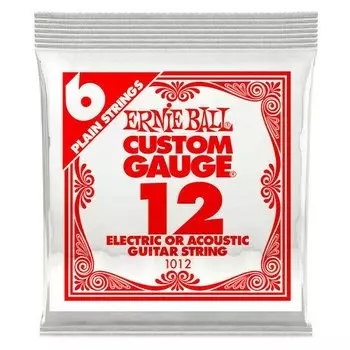 Струна одиночная для акустической и электрогитары Ernie Ball 1012 Plain Steel 12