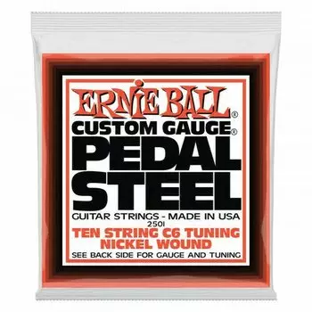Струны для 10 струнной педальной слайд-гитары Ernie Ball 2501 Nickel Wound C6 Tuning 12-66